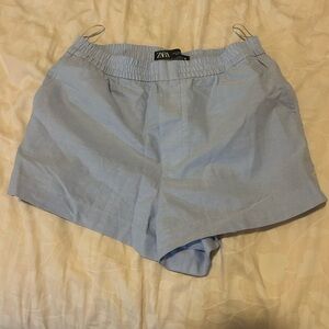 Zara Women's Sky Blue High Waist Shorts